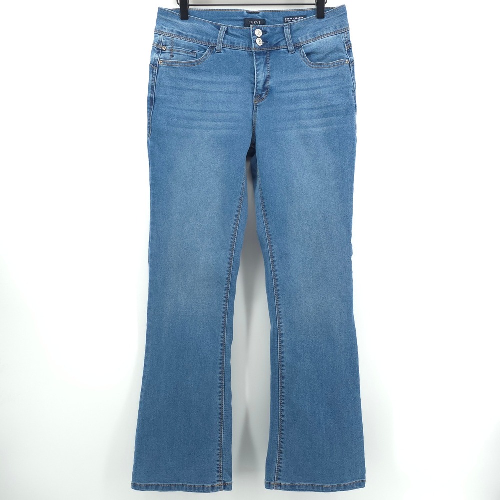 Curve Appeal Curve Creator Women High Rise Bootcut Jeans 10/30 Blue Medium Wash